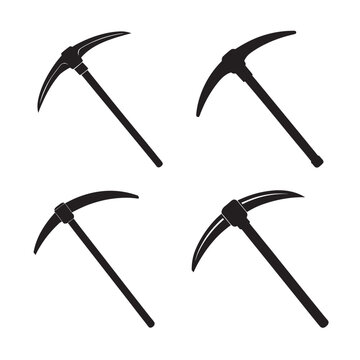 silhouette pickax bundle on white background