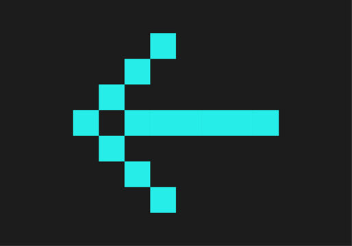 Flecha azul pixelada en fondo negro