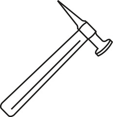 Black silhouette shows a traditional hammer with a curved claw resting on a white background