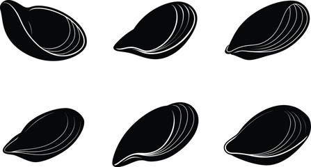 Silhouette Mussel Vector Set
