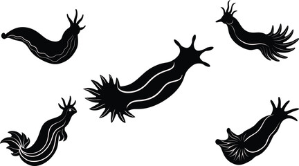 Silhouette Nudibranch Vector Set