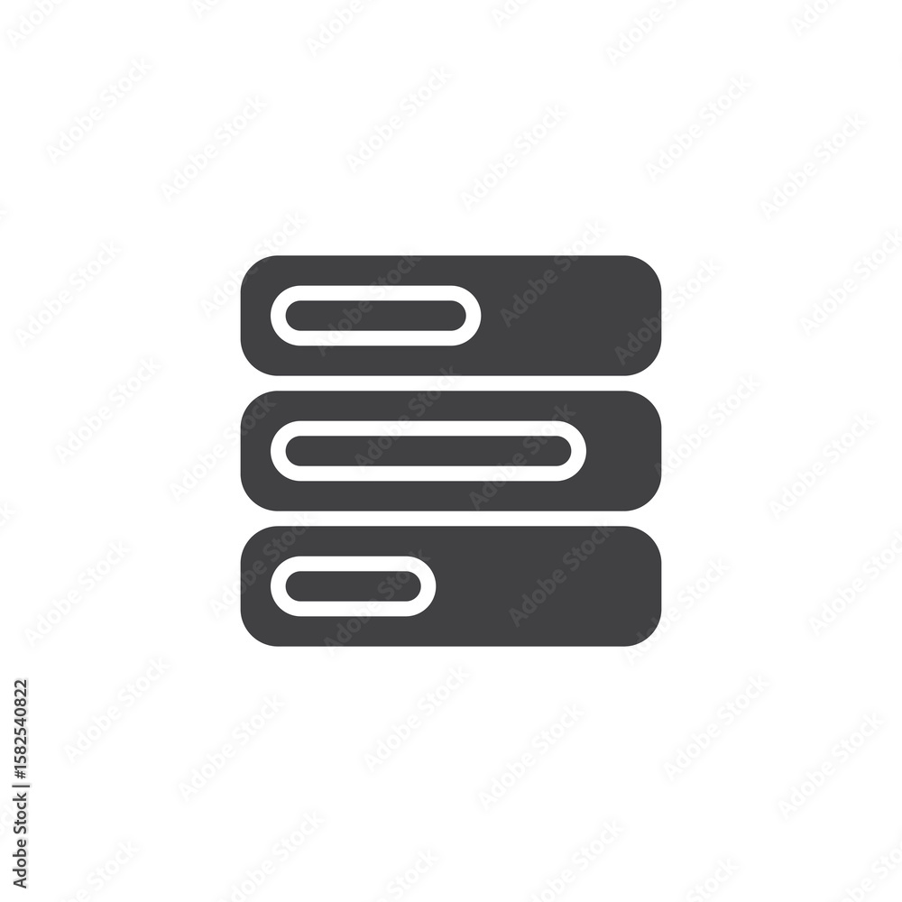 Poster stacked server solid vector icon