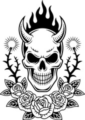 Dark and Mystical Skull Tattoo Artwork &ndash; Mysterious Skull Illustration