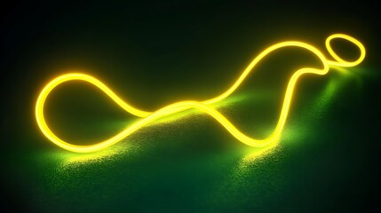 Abstract neon yellow line on green surface