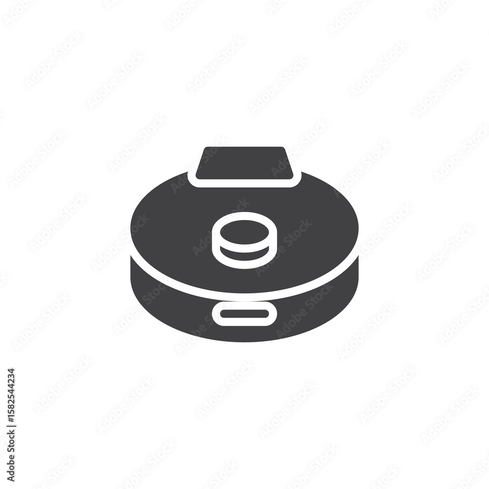Poster cleaning robot solid vector icon