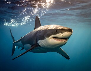 Naklejka premium Great white shark underwater