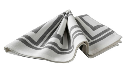 A folded napkin with a grey and white swirl pattern. The napkin appears soft with a subtle texture.

