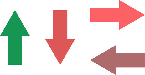 Flat Directional Arrows Set, Up Down Left Right Indicators in Bold Minimal Style, Editable Formats: AI, EPS, JPG, PNG, Ideal for Both Digital and Print Use