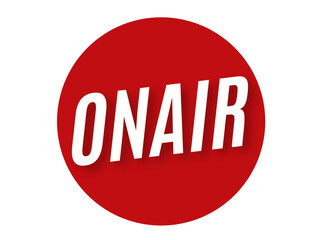 onair sign, red label, radio sign, red button with word
