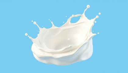 Dynamic Milk Splash Against a Vibrant Blue Background: Artistic Fluidity