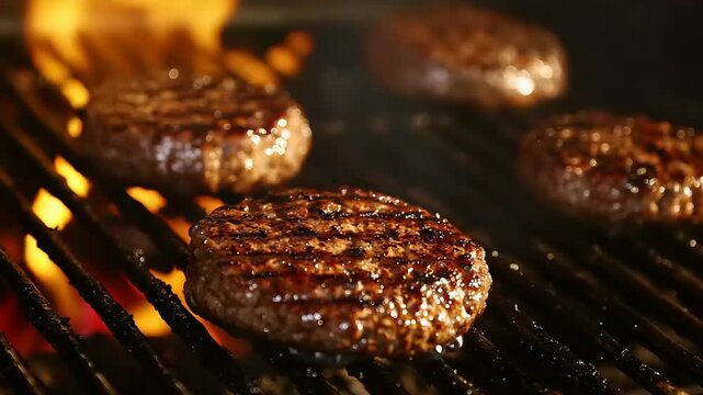 Grilling burgers on a barbecue grill