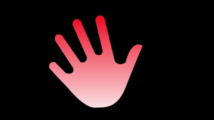 Red gradient hand silhouette on black background illustrating stop or warning concept