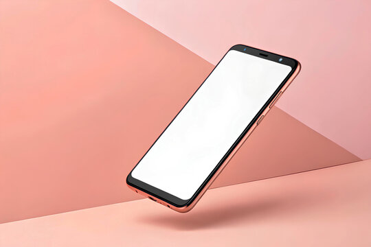 Modern Smartphone Floating on Pink Background Mockup.