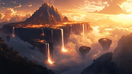 Volcanic Island Paradise Sunset Dramatic Sky
