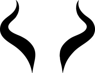Black silhouette of devil horns on white background perfect for Halloween or costume design and creative projects