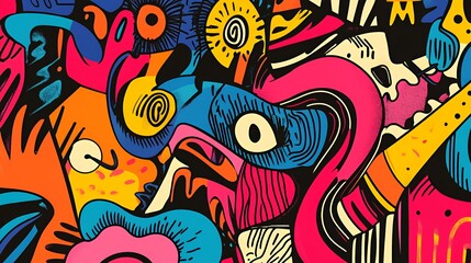 Vibrant Abstract Colorful Doodle Art Design