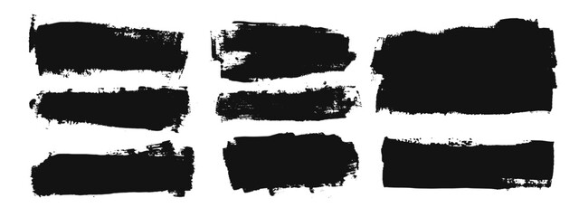Vector paint bold brush strokes. Ink black hand drawn thick, thin grunge lines abstract shapes, smears. Overlay, textures, brushes design.
