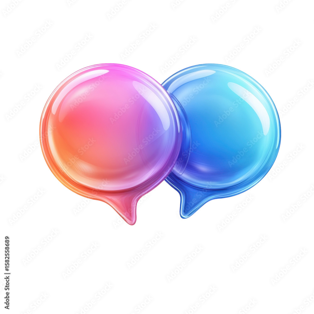 Poster glossy speech bubbles icon vector social media chat communication message on transparent background
