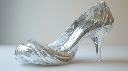 Elegant Transparent Glass High Heel Shoe Modern Artistic Design