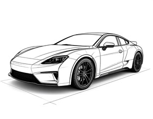 Line drawing of a futuristic car