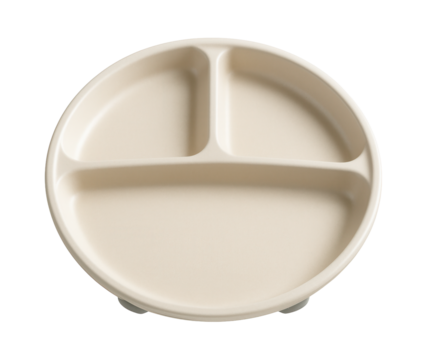 Divided microwave dinner plate made of durable plastic, perfect for serving complete meals in a college dorm room.