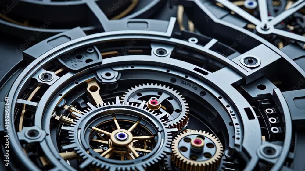 Aufkleber intricate mechanical gears and metallic textures precision engineering in motion and detailed machin