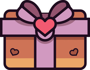 Charming Gift Box with Heart Ribbon, A Vector Graphic Resource