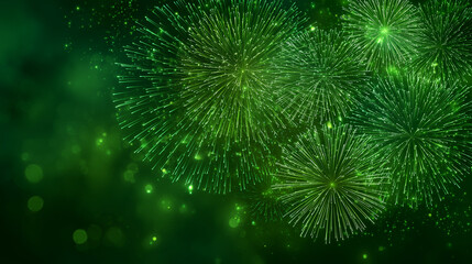 Green Fireworks in Sky - Pakistan National Day Celebration Abstract Background 