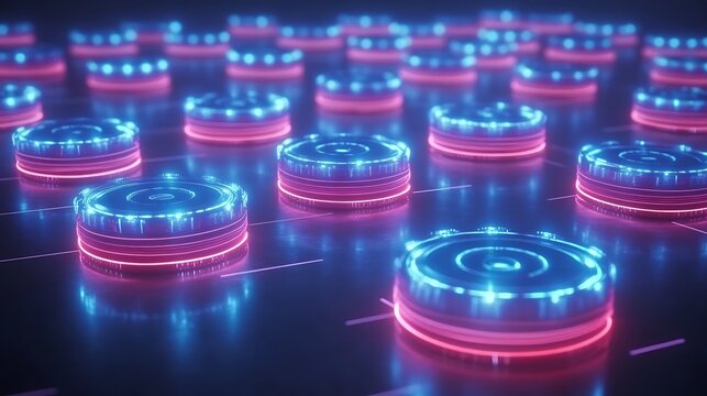 Abstract futuristic glowing discs