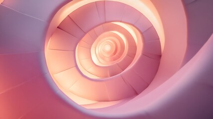 Fototapeta premium Abstract spiral staircase in soft pink tones
