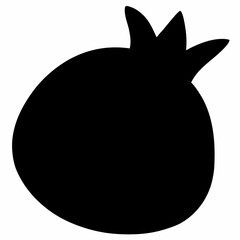 Simple Black Silhouette of a Pomegranate Fruit Isolated on White Background Minimalist Design