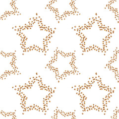 Golden glitter star seamless pattern watercolor illustration. Golden confetti in the shape of a star. Shiny ornament for New Year, gift wrap, textiles. Starry sky background, space