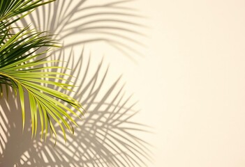 Light beige concrete, palm leaf shadow, pastel aesthetic, summer minimal background, hard sunlight, copy space,  background,  concrete background