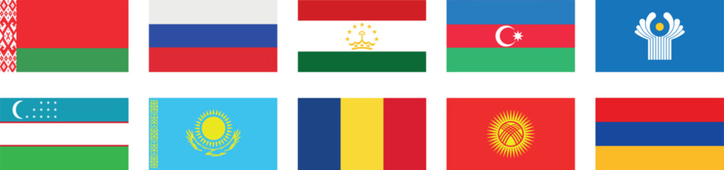 Commonwealth of Independent States. Flags of countries. CIS flag set
