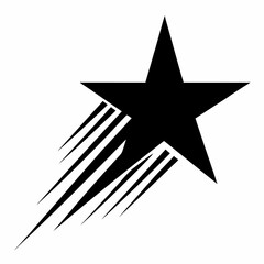 Stylized Black Star with Motion Lines Abstract Star Icon Shooting Star Symbol Star Trail Graphic