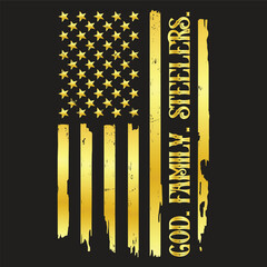 God Family Steelers Pro Us Flag Shirt Father's Day Dad Gift T-Shirt