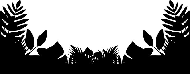 Tropical Leaves Border Silhouette