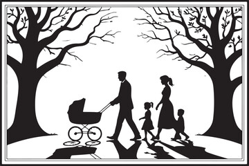 Heartwarming Family Walk Silhouette Bundle