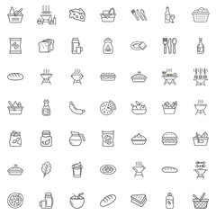 Picnic icon set for blogs, websites, clipart, outdoor event design, summer party, holiday, educational and awareness materials