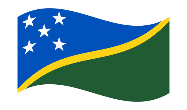 Wavy Flag of Solomon Islands, isolated on transparent background. Oceania. Vector illustration