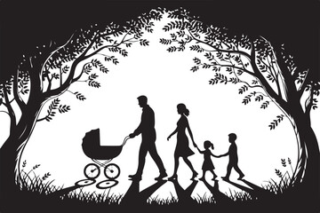 Heartwarming Family Walk Silhouette Bundle