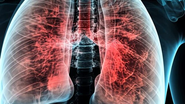 Lungs with highlighted abnormalities