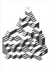 Complex maze Puzzle Game, 3D Labyrinth N.1, 3D Puzzle. Vector illustration EPS 10