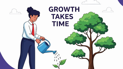 Growth Takes Time - Nurturing Business Development Vector