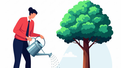 Growth Takes Time - Nurturing Business Development Vector