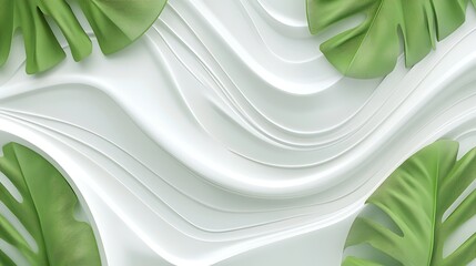 Abstract white background with tropical leaves
