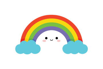Rainbow With Smiling Clouds On Both Ends