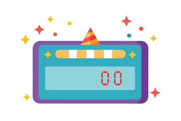 Party Countdown Timer Screen In Vector Cartoon