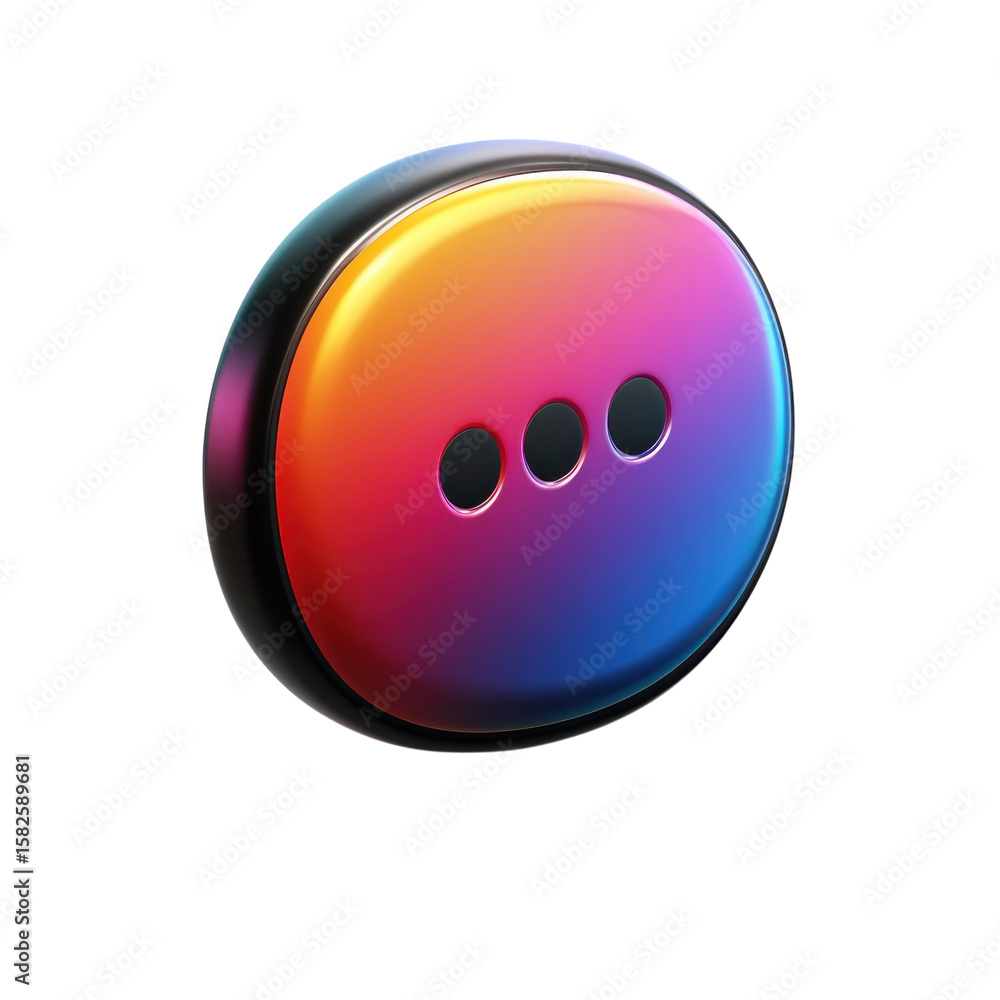 Poster three dots menu icon more options button ui element rainbow color palette on transparent background