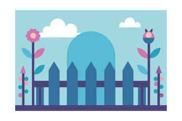 Minimalist Fantasy Fence Scene With Faded Colors